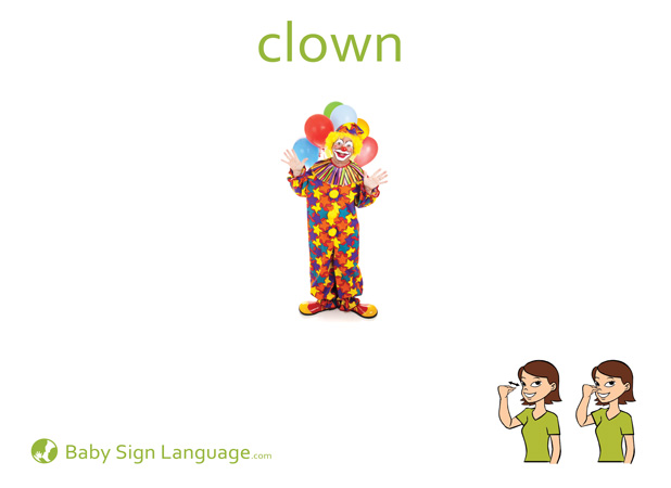 Clown Baby Sign Language Flash card