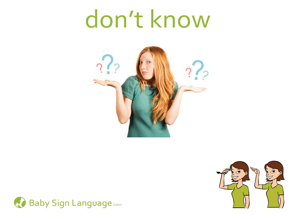 Don't know Baby Sign Language Flash card