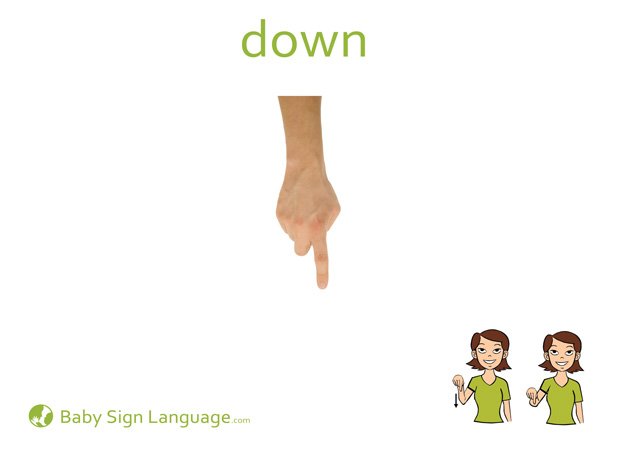 Down Baby Sign Language Flash card
