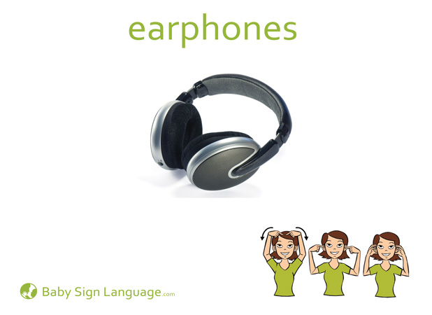 Earphones Baby Sign Language Flash card