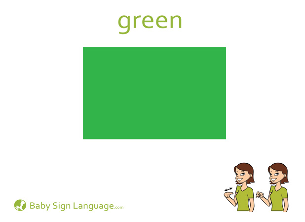 Green Baby Sign Language Flash card