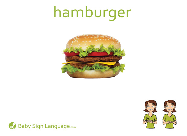 Hamburger Baby Sign Language Flash card