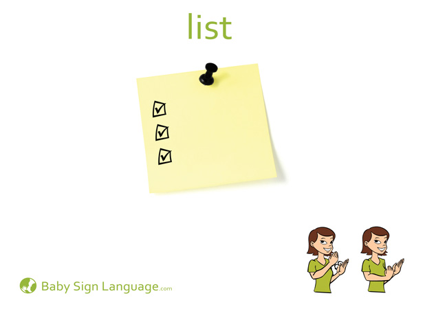 List Baby Sign Language Flash card