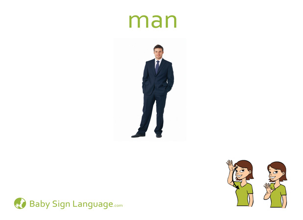 Man Baby Sign Language Flash card
