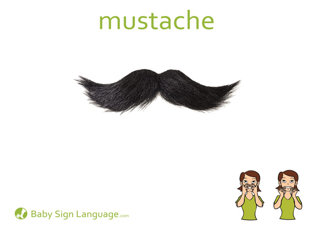 Mustache Baby Sign Language Flash card