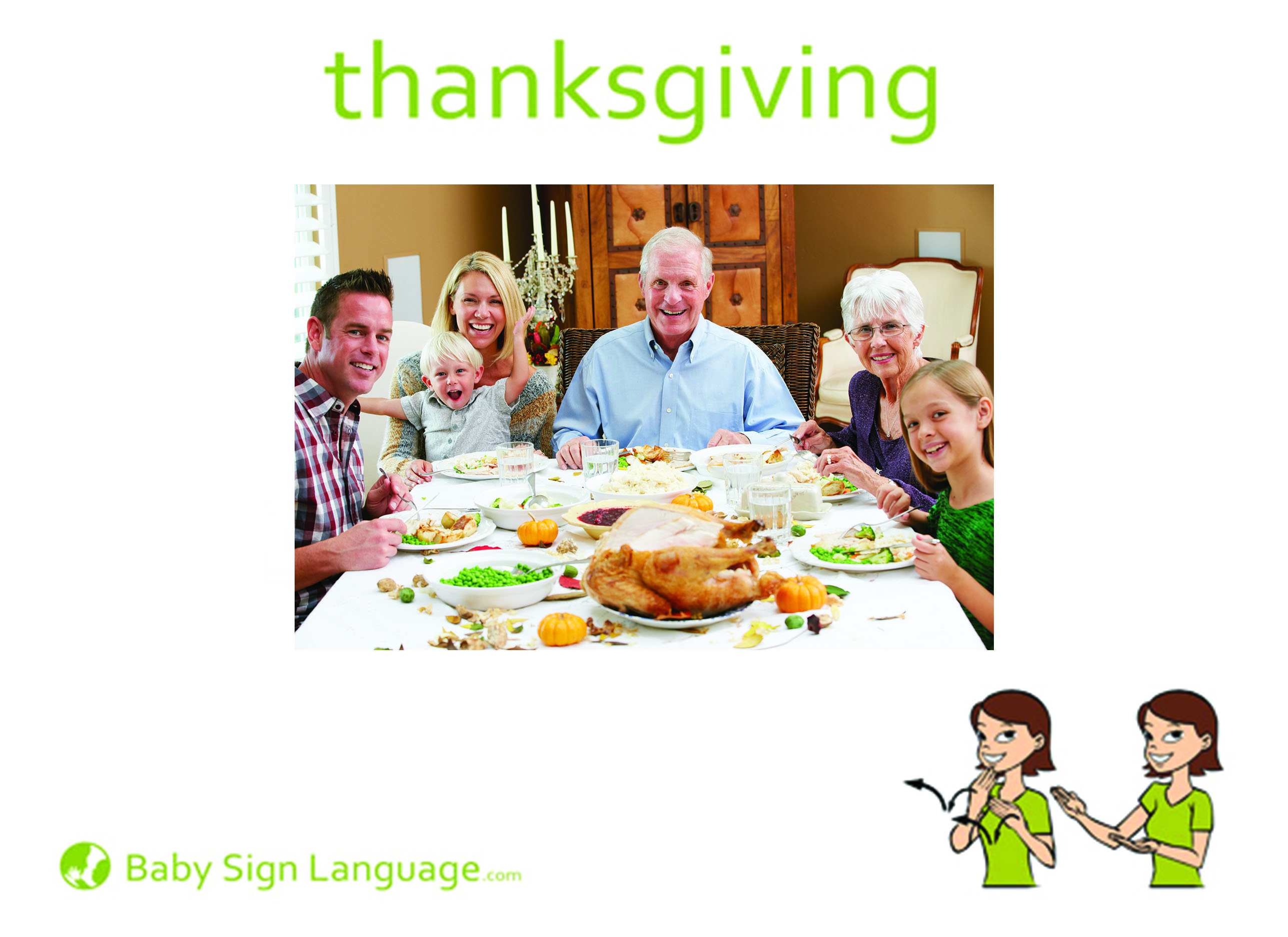 Thanksgiving Baby Sign Language Flash card