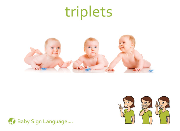 Triplets Baby Sign Language Flash card