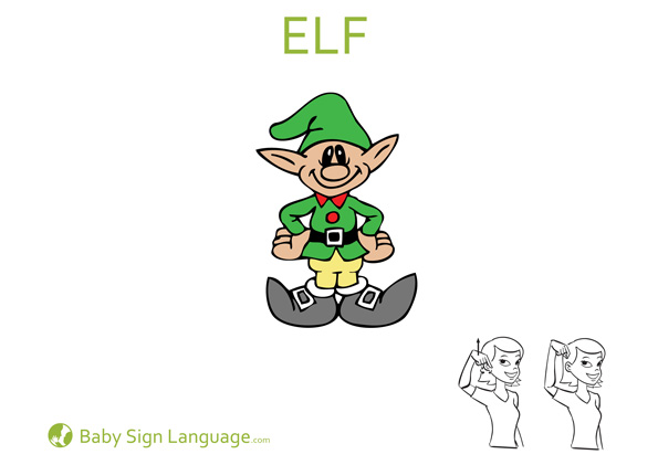 Elf Baby Sign Language Flash Card